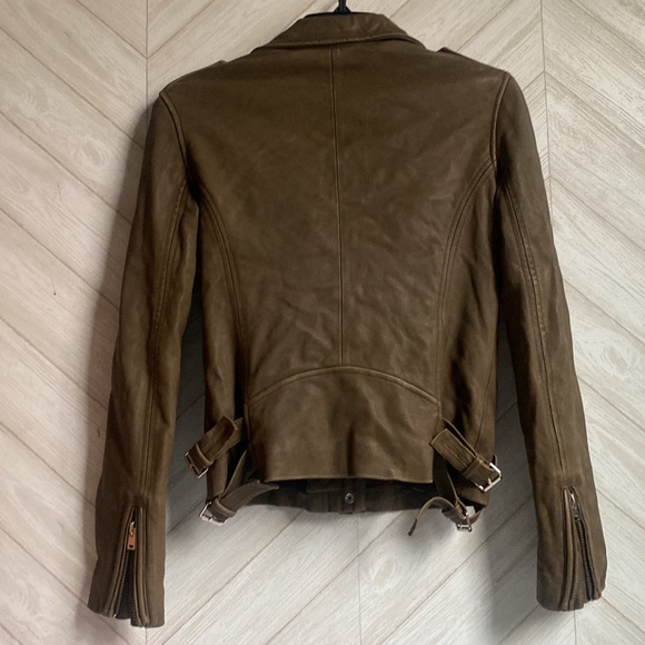 IRO Han leather Moto jacket 36 khaki - Picture 7 of 12